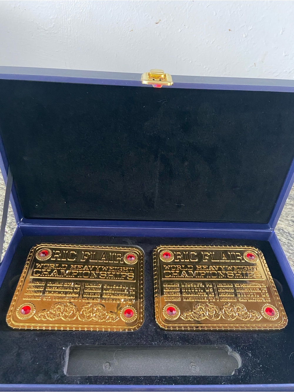 WWE Ric Flair Championship Side Plate Set 16x Replica Boxed Gold